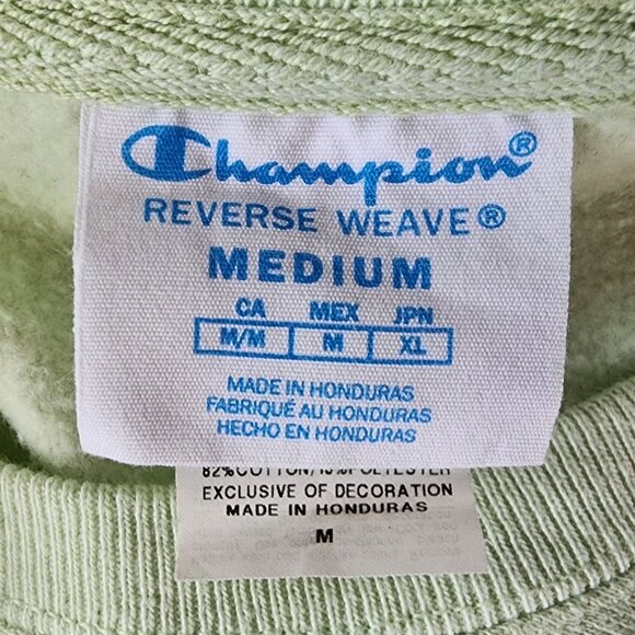 Vintage Champion Reverse Weave Womens Medium Sweatshirt Logo Green Retro - Picture 7 of 10